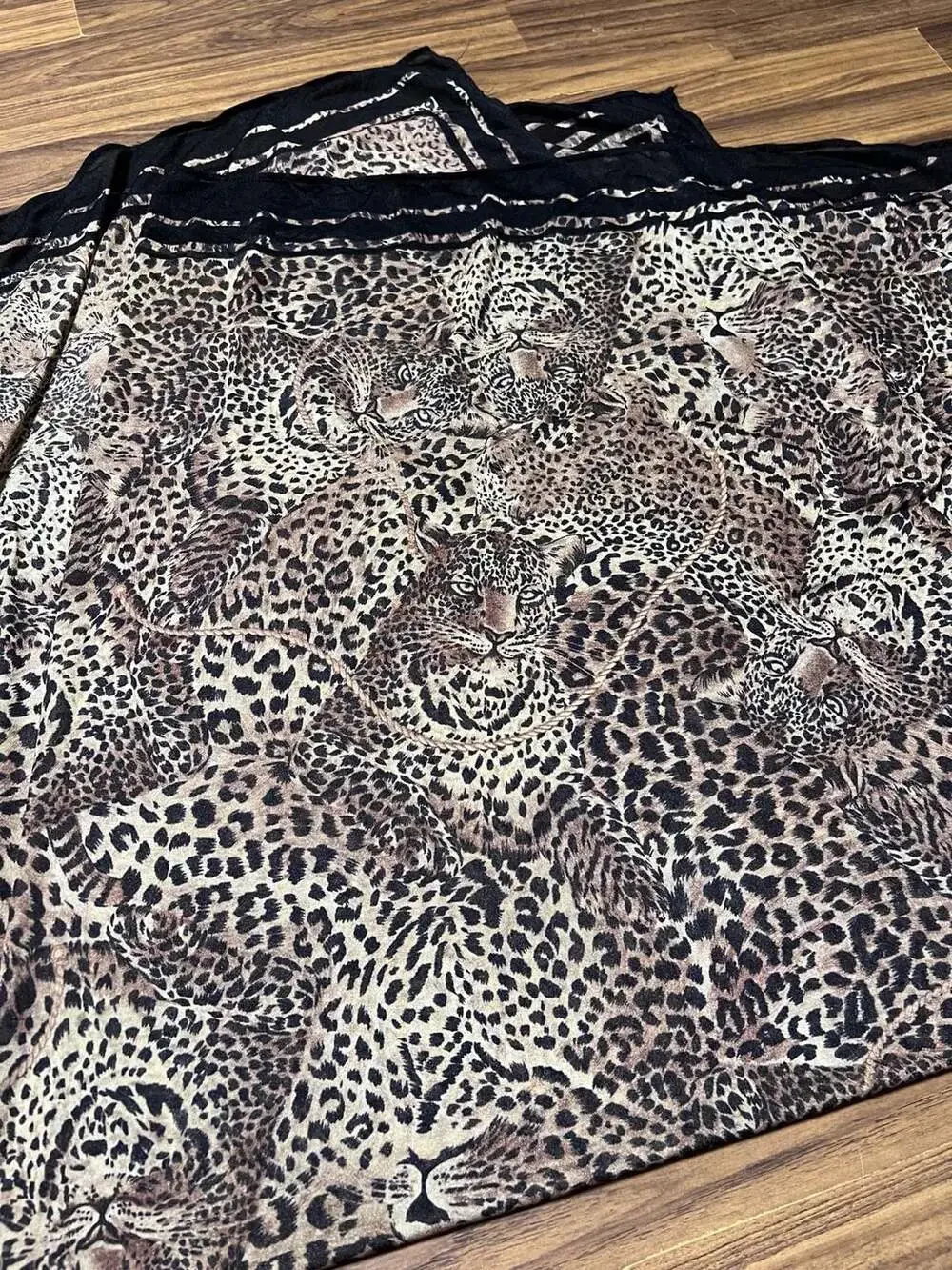 Vintage brown and black leopard print scarf